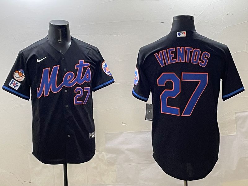 Men New York Mets #27 Vientos Black Game 2025 Nike MLB Jersey style 8->new york mets->MLB Jersey